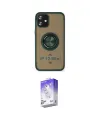 ieg™ iPhone 12 Kılıf Yörünge Çizgi - Siyah Bilvis 5in1 3D Magic Cam Ekran Koruyucu