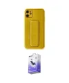 ieg™ iPhone 12 Kılıf Yörünge Yansıma - Siyah Bilvis 5in1 5D Magic Hayalet Cam Ekran Koruyucu