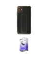 ieg™ iPhone 12 Kılıf Yörünge Yansıma - Siyah Bilvis 5in1 5D Magic Hayalet Cam Ekran Koruyucu