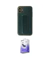 ieg™ iPhone 12 Kılıf Yörünge Yansıma - Siyah Bilvis 5in1 5D Magic Hayalet Cam Ekran Koruyucu