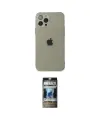 ieg™ iPhone 12 Pro Kılıf Ahenk Doku - Siyah 34D Hayalet Izgaralı Cam
