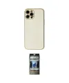 ieg™ iPhone 12 Pro Kılıf Ahenk Işık - Siyah 34D Hayalet Izgaralı Cam