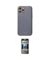 ieg™ iPhone 12 Pro Kılıf Ahenk Işık - Siyah 34D Hayalet Izgaralı Cam