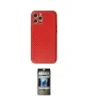 ieg™ iPhone 12 Pro Kılıf Ahenk Işık - Siyah 34D Hayalet Izgaralı Cam