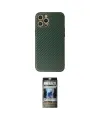 ieg™ iPhone 12 Pro Kılıf Ahenk Işık - Siyah 34D Hayalet Izgaralı Cam