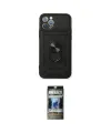 ieg™ iPhone 12 Pro Kılıf Ahenk Klasik - Siyah 34D Hayalet Izgaralı Cam