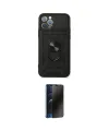 ieg™ iPhone 12 Pro Kılıf Ahenk Klasik - Siyah 3D Antistatik Hayalet Cam Ekran Koruyucu