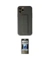 ieg™ iPhone 12 Pro Kılıf Akış Doku - Siyah 34D Hayalet Izgaralı Cam