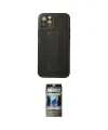 ieg™ iPhone 12 Pro Kılıf Akış Doku - Siyah 34D Hayalet Izgaralı Cam