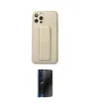 ieg™ iPhone 12 Pro Kılıf Akış Doku - Siyah 3D Antistatik Hayalet Cam Ekran Koruyucu