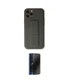 ieg™ iPhone 12 Pro Kılıf Akış Doku - Siyah 3D Antistatik Hayalet Cam Ekran Koruyucu