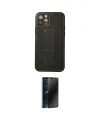 ieg™ iPhone 12 Pro Kılıf Akış Doku - Siyah 3D Antistatik Hayalet Cam Ekran Koruyucu