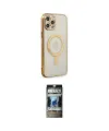 ieg™ iPhone 12 Pro Kılıf Doruk Minimal - Siyah 34D Hayalet Izgaralı Cam