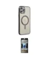 ieg™ iPhone 12 Pro Kılıf Doruk Minimal - Siyah 34D Hayalet Izgaralı Cam