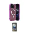 ieg™ iPhone 12 Pro Kılıf Eksen Çizgi - Siyah 34D Hayalet Izgaralı Cam