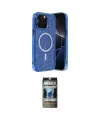 ieg™ iPhone 12 Pro Kılıf Eksen Çizgi - Siyah 34D Hayalet Izgaralı Cam
