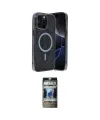 ieg™ iPhone 12 Pro Kılıf Eksen Çizgi - Siyah 34D Hayalet Izgaralı Cam