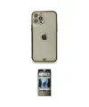 ieg™ iPhone 12 Pro Kılıf Eksen Minimal Koleksiyonu - Siyah 34D Hayalet Izgaralı Cam