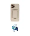 ieg™ iPhone 12 Pro Kılıf Kozmos Minimal Prime - Siyah 3D Antistatik Cam Ekran Koruyucu