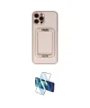 ieg™ iPhone 12 Pro Kılıf Kozmos Minimal Prime - Siyah 3D Antistatik Cam Ekran Koruyucu