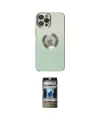 ieg™ iPhone 12 Pro Kılıf Kutup Yansıma Özel Seri - Siyah 34D Hayalet Izgaralı Cam