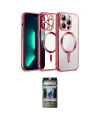 ieg™ iPhone 12 Pro Kılıf Nova Işık Özel Seri - Siyah 34D Hayalet Izgaralı Cam