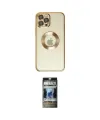 ieg™ iPhone 12 Pro Kılıf Pusula Form - Siyah 34D Hayalet Izgaralı Cam