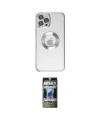 ieg™ iPhone 12 Pro Kılıf Pusula Form - Siyah 34D Hayalet Izgaralı Cam