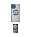 ieg™ iPhone 12 Pro Kılıf Pusula Form - Siyah 34D Hayalet Izgaralı Cam