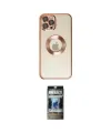 ieg™ iPhone 12 Pro Kılıf Pusula Form - Siyah 34D Hayalet Izgaralı Cam