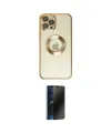 ieg™ iPhone 12 Pro Kılıf Pusula Form - Siyah 3D Antistatik Hayalet Cam Ekran Koruyucu
