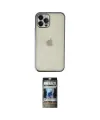 ieg™ iPhone 12 Pro Kılıf Vadi Minimal - Siyah 34D Hayalet Izgaralı Cam