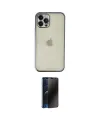 ieg™ iPhone 12 Pro Kılıf Vadi Minimal - Siyah 3D Antistatik Hayalet Cam Ekran Koruyucu