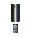 ieg™ iPhone 12 Pro Kılıf Yadigar Çizgi - Siyah 34D Hayalet Izgaralı Cam