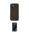 ieg™ iPhone 12 Pro Max Kılıf Ahenk Çizgi Serisi - Siyah 3D Antistatik Hayalet Cam Ekran Koruyucu