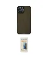 ieg™ iPhone 12 Pro Max Kılıf Ahenk Çizgi Serisi - Siyah 6D Mat Seramik Hayalet Nano Ekran Koruyucu