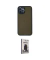 ieg™ iPhone 12 Pro Max Kılıf Ahenk Çizgi Serisi - Siyah Bilvis Hayalet Cam Ekran Koruyucu