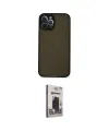ieg™ iPhone 12 Pro Max Kılıf Ahenk Çizgi Serisi - Siyah Bilvis Hayalet Cam Ekran Koruyucu