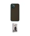 ieg™ iPhone 12 Pro Max Kılıf Ahenk Çizgi Serisi - Siyah Bilvis Hayalet Cam Ekran Koruyucu