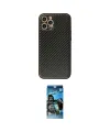 ieg™ iPhone 12 Pro Max Kılıf Ahenk Işık - Siyah 34D Izgaralı Cam