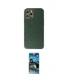 ieg™ iPhone 12 Pro Max Kılıf Ahenk Işık - Siyah 34D Izgaralı Cam