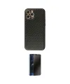 ieg™ iPhone 12 Pro Max Kılıf Ahenk Işık - Siyah 3D Antistatik Hayalet Cam Ekran Koruyucu