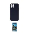 ieg™ iPhone 12 Pro Max Kılıf Ahenk Serisi - Siyah 34D Izgaralı Cam