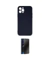 ieg™ iPhone 12 Pro Max Kılıf Ahenk Serisi - Siyah 3D Antistatik Hayalet Cam Ekran Koruyucu