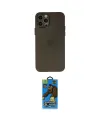 ieg™ iPhone 12 Pro Max Kılıf Atlas Minimal Prime - Siyah 18D Cam Ekran Koruyucu