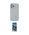 ieg™ iPhone 12 Pro Max Kılıf Çekirdek Çizgi - Siyah 34D Izgaralı Cam