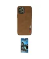 ieg™ iPhone 12 Pro Max Kılıf Doruk Asil Koleksiyonu - Siyah 34D Izgaralı Cam
