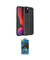 ieg™ iPhone 12 Pro Max Kılıf Doruk Klasik Özel Seri - Siyah 18D Cam Ekran Koruyucu