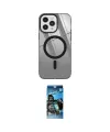 ieg™ iPhone 12 Pro Max Kılıf Doruk Prime - Siyah 34D Izgaralı Cam