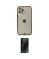 ieg™ iPhone 12 Pro Max Kılıf Eksen Minimal Koleksiyonu - Siyah 3D Antistatik Hayalet Cam Ekran Koruyucu